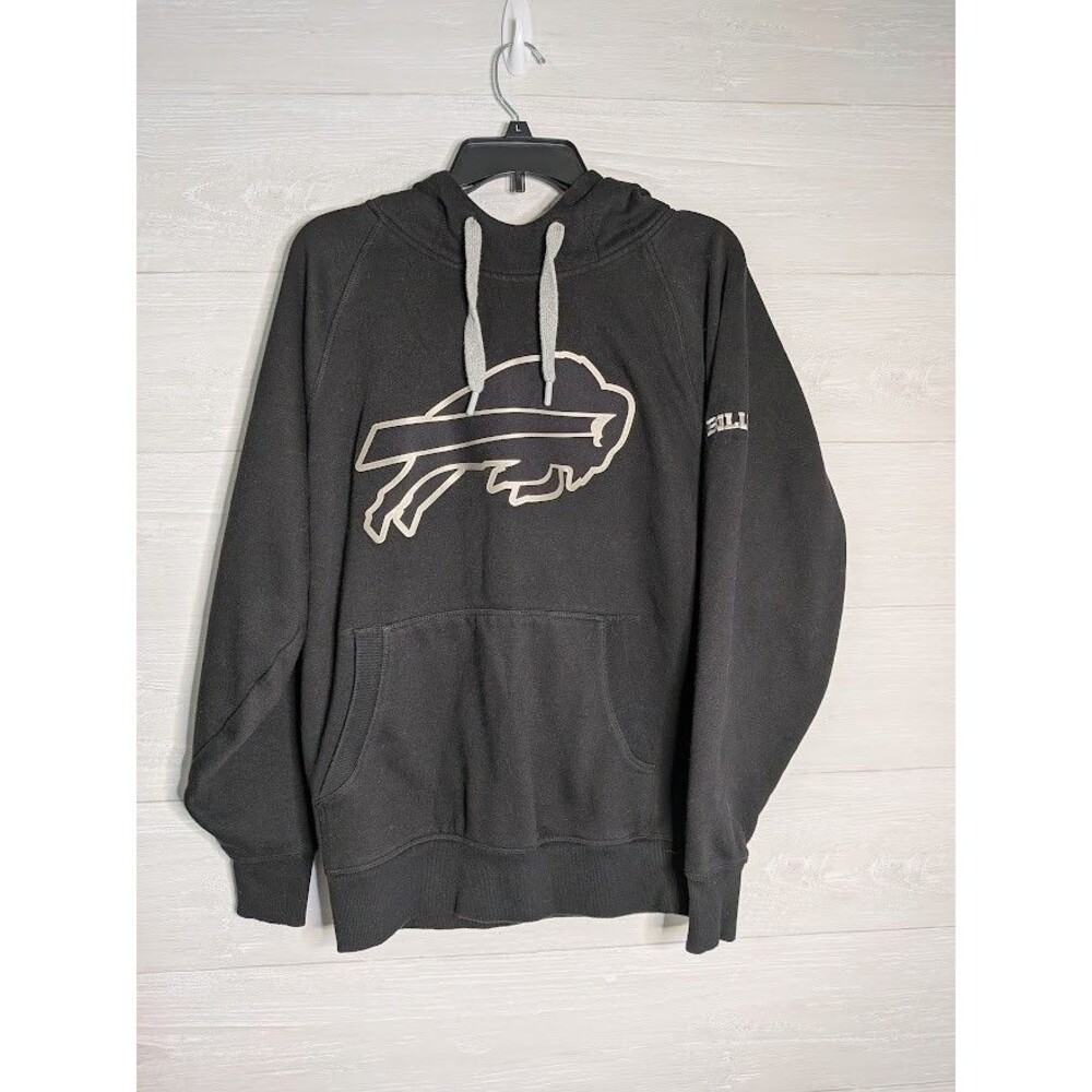 Antigua Buffalo Bills Hoodie Sweatshirt Black Silver Foil Logo Size Small NFL